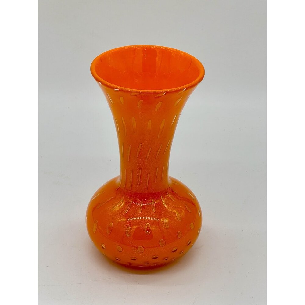 Vase - Stunning Orange Aventurina Speckled Cased Glass